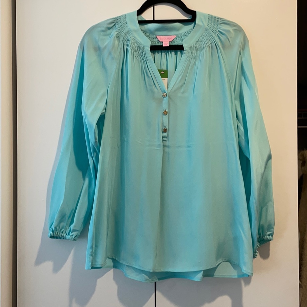 Lilly Pulitzer Elsa top seasalt blue NWT